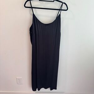 ABLE Black V-Neck Slip Midi Dress Adjustable Spaghetti Straps 2X
